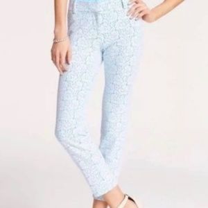 Ann Taylor Blue Pants with White Lace Overlay Sz 6